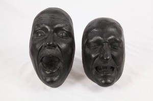 Original face casts of Jeffrey Jones used by the make-up department. They now adorn my wall.